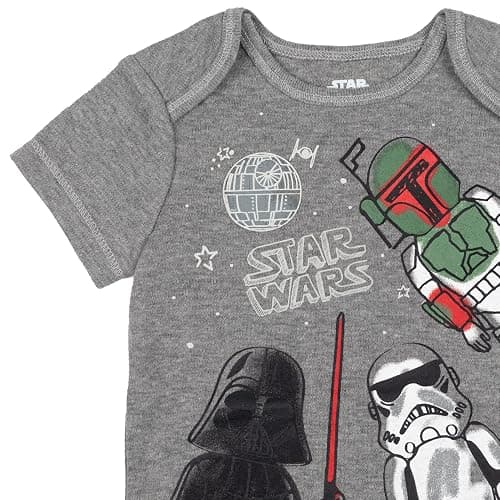 STAR WARS Chewbacca C-3PO R2-D2 Darth Vader Yoda 5 Pack Short Sleeve Bodysuits Newborn to Infant thumbnail 7