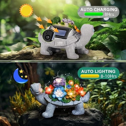 Linkax Birthday Gifts for Women Mom Grandma, Turtle Statue Solar Lights Outdoor Garden Decor for Outside Yard Patio Porch Fall Home, Gardening House Warming Gifts New Home, Grandparents Day Presents - Turtle thumbnail 4