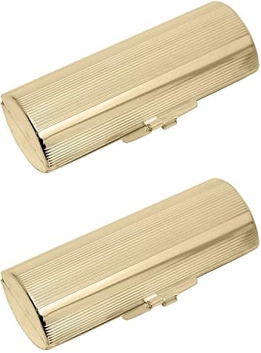 Stephanie Imports Set of 2 Capsule Shaped Lipstick Cases (Gold Ridges) - Image 1