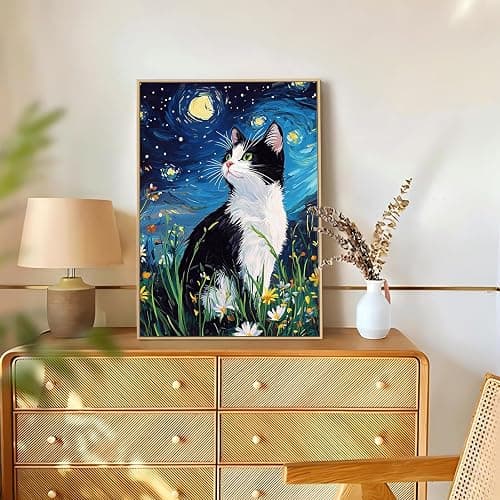 Reivworl Cat Diamond Art Kits for Adults, Starry Sky Cat Diamond Painting Kits, Gem Art Kit for Gifts and Home Interior Decor 12x16 Inch thumbnail 3