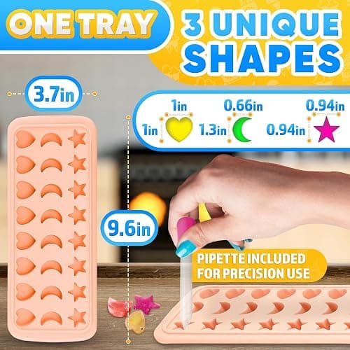 Fun Ice Cube Trays – Cute Silicone Star, Moon & Heart Shapes, 24 Cavities – Flexible, Food Safe, Temperature-Resistant Ice Cube Tray with Lid | Designed for Home Creations & Party Drinks & Desserts thumbnail 2