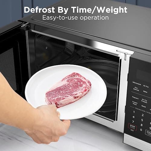 BLACK+DECKER 5-in-1 Microwave Oven with Air Fry, Combi, Bake, Roast, and Convection Cooking, 0.9 cu. ft. Countertop Microwave, Stainless Steel, 900 Watts, Child-Lock, ES9P032NA thumbnail 6