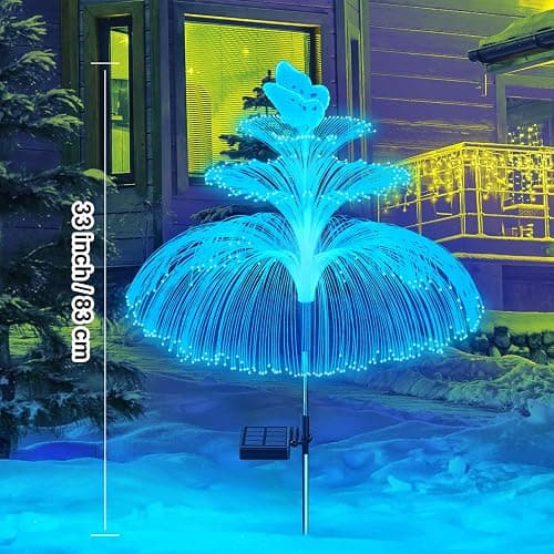 WEITEXS Solar Garden Lights 3 Pack New Upgraded Solar Lights Outdoor Waterproof 3 Layers 7 Color Changing Jellyfish Butterfly Decorations for Garden Yard Gifts for Women thumbnail 7