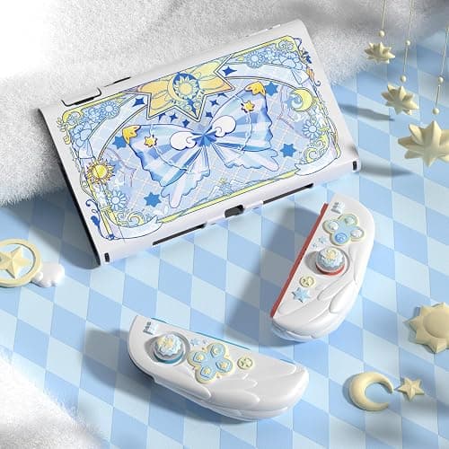 PlayVital Magic Wings Protective Case with Stand for Nintendo Switch 2 | Joycon Silicone Grips, PC Console Hard Shell, 2 Joystick Caps | Cute Animal Accessories Dockable Cover for Switch 2 - White thumbnail 2