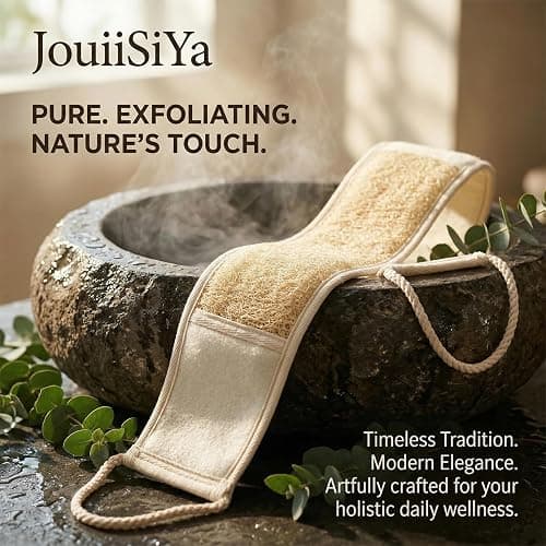 JouiiSiYa Widened Loofah Back Scrubber for Shower, Natural Loofah Sponge Back Scrubber for Women and Men, 1-pcs thumbnail 3