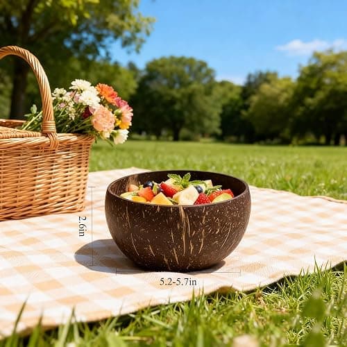 Mrxxjz Handmade Coconut Bowl Set with Wood Spoons, Eco Friendly Tableware | Natural sustainable dinnerware set, perfect serving bowl for smoothies, salads, fruits and dessert treats. thumbnail 2