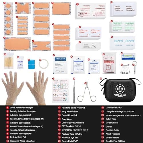 Mini First Aid Kit - 150 Piece Small Waterproof EVA Hard Shell Case | Compact First Aid Kit with Comprehensive Supplies for Home, Car, Truck, Travel, Camping, Hiking, Sports, Office & Outdoor thumbnail 3