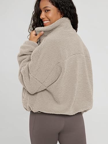 ODODOS Women's Sherpa Fleece Full-Zip Jacket Long Sleeve Coat Soft Warm Cinchable Outerwear with Pockets thumbnail 2