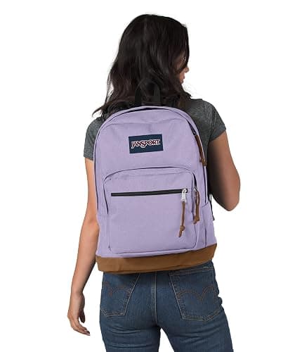JanSport Right Pack Backpack - Durable Daypack with Padded 15" Laptop Sleeve, Spacious Main Compartment & Integrated Water Bottle Pocket - Pastel Lilac thumbnail 6