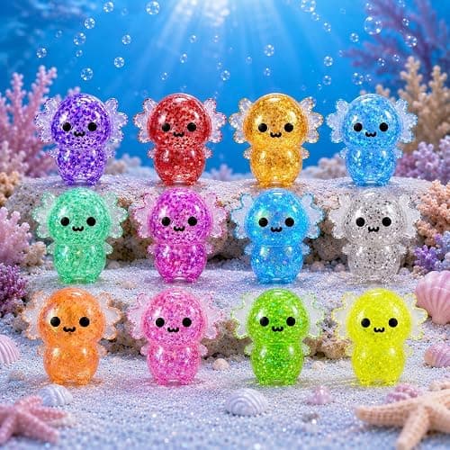12PCS Axolotl Squishy Toy for Kids,Cute Bulk Axolotl Squishies Fidget Stress Ball Toys Squeeze Set for Kid Girls Boys Birthday Party Favors Gifts thumbnail 6
