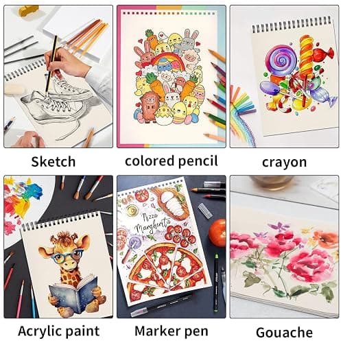 OSIMIG 10 Pack 5.5" x 8.5" Sketch Books, 300 Sheet Drawing Paper, Mini Sketchbook for Kids, Drawing Pad, Top Spiral Bound Sketch Pad for Beginger, Adult Art Supplies thumbnail 6