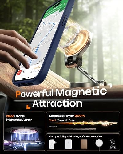 TOCOL Magnetic for iPhone 15 Pro Case 6.1-Inch, Fit for MagSafe, Upgraded [Full Camera Protection], [14FT Military Grade Drop Tested] Shockproof Slim Translucent Matte Back Phone Cover (Dark Blue) thumbnail 4