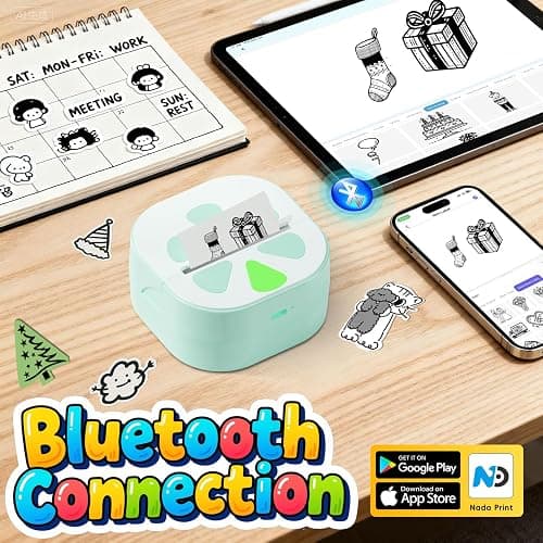 Anycash Sticker Printer Mini Print Pod, Bluetooth Thermal Sticker Maker Machine with 3 Roll Paper, D20 Portable Inkless Pocket impresora portátil Picture Label Printer for Phone DIYJournal Kids Gift thumbnail 2