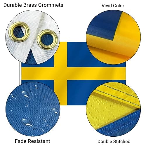 Sweden Flag 3x5 Ft Swedenn Flag for Party Parades Sports Events Patriotic Holidays Outdoor Indoor Decorations thumbnail 4
