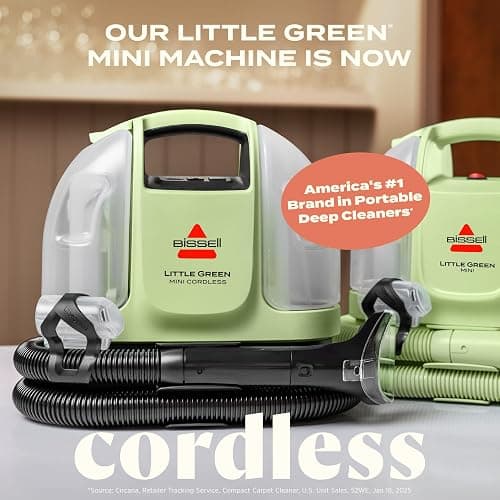 BISSELL Little Green Mini Cordless Portable Carpet and Upholstery Deep Cleaner, Car/Auto Detailer, with HydroRinse Self-Cleaning Tool and 4" Tough Stain Tool, 4015 thumbnail 2