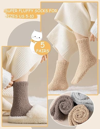 Josnown Fuzzy Socks for Women Cozy Soft Fluffy Slipper Warm Winter Plush Sleep Socks Christmas Gifts for Women thumbnail 5