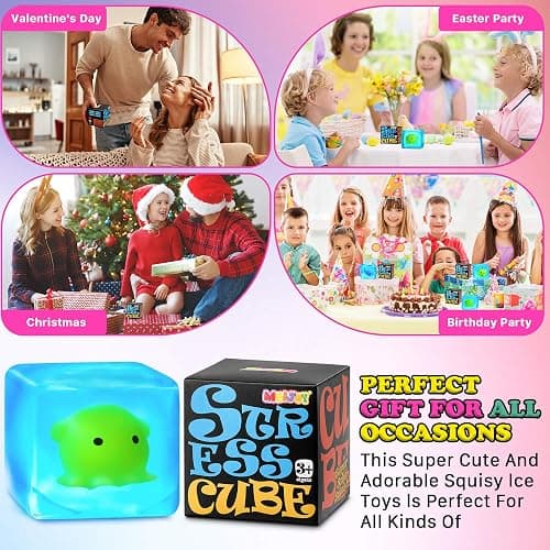 Squishy Stress Cube Fidget Toys Adults - Glow in The Dark Octopus Sensory Toys for Kids with Autism Stress Balls for Kids Squeeze Toys for Anxiety Easter Basket Stuffers thumbnail 8