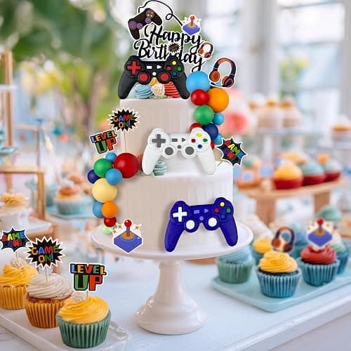 29 PCS Video Game Cake Toppers Decoration Controller Headset Ball Cake Decoration for Boy Girl Men Women Game Theme Birthday Party Supplies thumbnail 4
