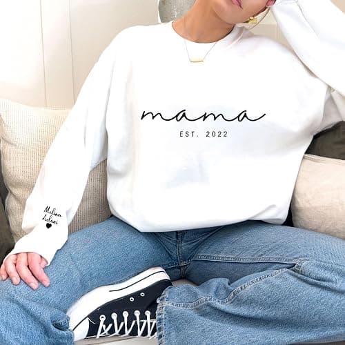 GodLover Custom Embroidered Mama Sweatshirt, Personalized Hoodie for Women, Gift for Mom, Grandma, Mothers Day, Christmas thumbnail 4