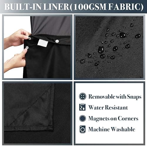 N&Y HOME Waffle Weave Shower Curtain with Snap-in Fabric Liner & 12 Black Hooks Set - Hotel Style, Water-Repellent & Washable, Mesh Top Window - 71x72, Black - Black - 71"W x 72"L (Pack of 1) thumbnail 4