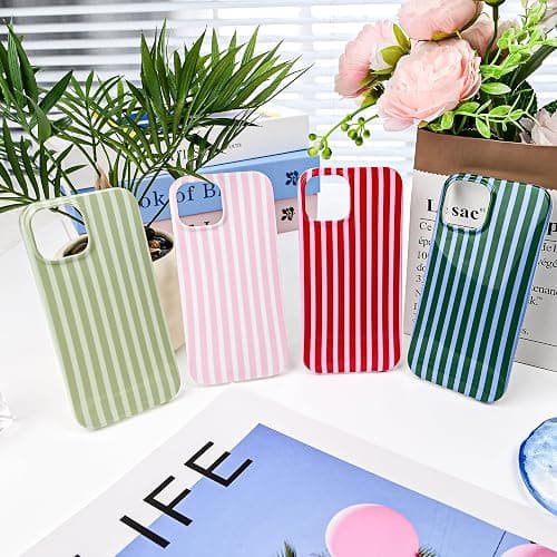 SleekCover Cute Striped Case for iPhone 13/14 6.1",Blue | Non-fade Aesthetic Striped Pattern,Slim Fit,Lightweight,Kawaii Cute iPhone 13/14 Case for Women Girls,Soft TPU thumbnail 9