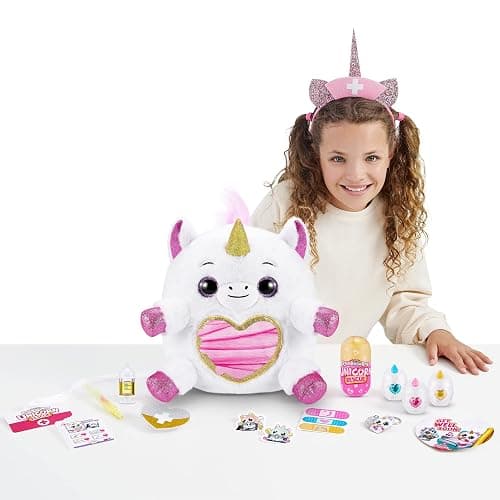 Rainbocorns Unicorn Rescue Surprise (Pink) by ZURU, Easter Basket Stuffers, Collectible Plush Stuffed Animal, Egg Toys, Sticker Pack, Magical Slime, Headband, Ages 3+ (DJ The Unicorn Plush) thumbnail 2