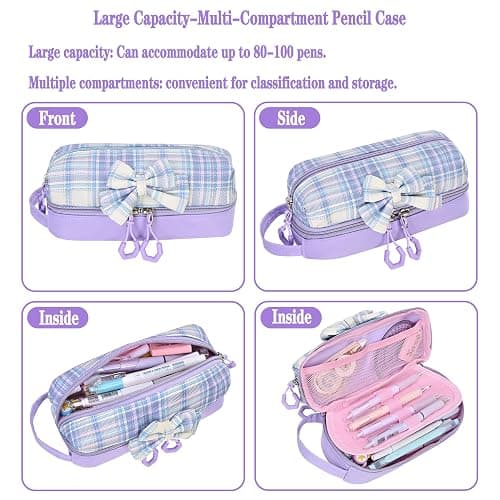 PIKBEAR Girls Backpack Set,Kid School Backpack with Lunch Bag and Pencil Case,Cute Rabbit Bookbag for Elementary (Purple-Bunny) thumbnail 6