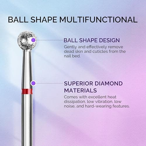 MelodySusie 3Pcs Cuticle Cleaner Nail Drill Bits Set, 3/32'' Safety Carbide Diamond Bits, Ball, Flame and Inverted Tapered Bits, Suitable for Cuticle Dead Skin Nail Prepare, Silver thumbnail 3