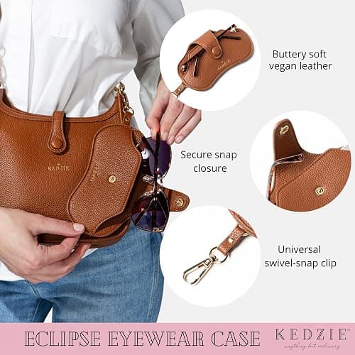 KEDZIE Eclipse Eyewear Case Unisex Vegan Leather Eyeglass Case Pouch with Snap Closure thumbnail 2