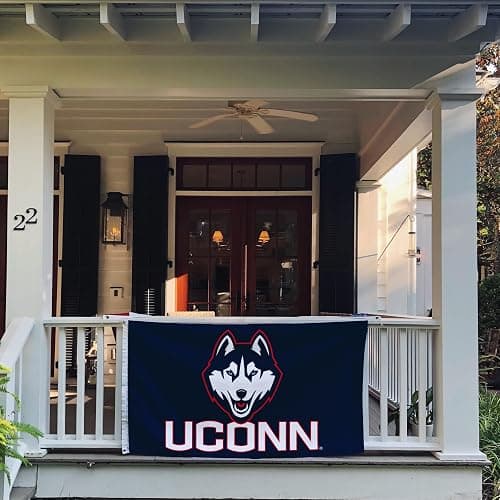 Desert Cactus University of Connecticut UConn Flag - 3 x 5 Feet Huskies Banner, Indoor/Outdoor Durable Fabric, 100% Polyester Design (Style 1) - Blue thumbnail 2