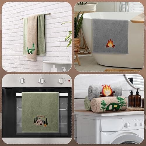 SmoothNovelty 3 Pcs Camping Hand Towels for Bathroom 100% Cotton Decorative Embroidered RV Hand Towels Farmhouse Campers Bathroom Decor 14 x 29 Inch Rustic Vintage Gifts for Camping RV Kitchen thumbnail 4
