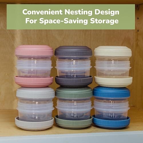 WeeSprout Leakproof Baby Food Storage - 12 Set, Small Plastic Containers with Lids, Lock in Freshness, Nutrients & Flavor, Freezer & Dishwasher Friendly, 4oz Snack Containers (Variety Pastel) thumbnail 6