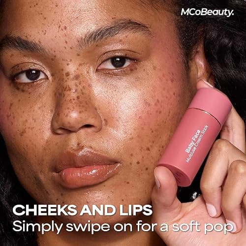 MCoBeauty Baby Face Cream Blush Stick - Peony Rose - Pink Multiuse Buildable Lip and Cheek Color Balm for a Radiant Dewy Glow - Face Makeup with Jojoba Seed Oil Coconut Oil - Vegan & Cruelty Free thumbnail 6