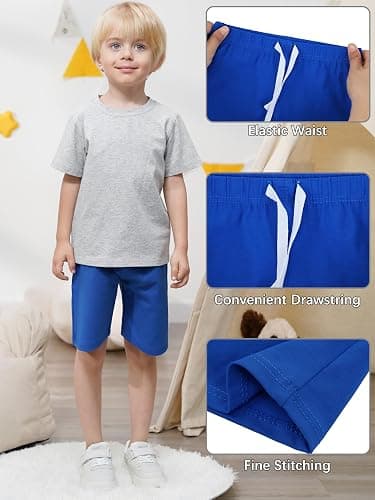 Resinta 4 Pack Toddler Boy Cotton Shorts Boys Casual Shorts Pull-on Shorts Soft Baby Boy Shorts for Summer thumbnail 5