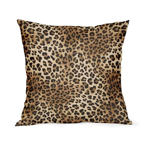 Granbey Brown Leopard Throw Pillow Cover - 2 Pcs Cheetah Pillow Case 22x22 inch Cotton Soft Animal Print Pillows Covers Decorative Cushion Cover for Home Couch Bed Sofa Double Side Printed thumbnail 4