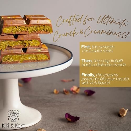 Dubai Chocolate Pistachio Bar 6.5oz, Dubai Kunafa Pistachio Chocolate Bar,Luxurious Homemade Kunafa thumbnail 4