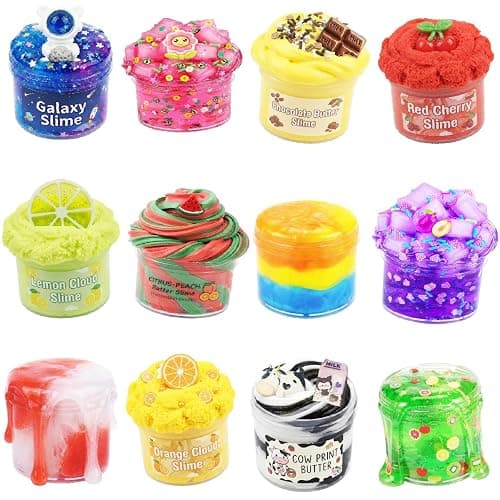 Galaxy Cloud Butter Crunchy Clear Slime Kit 12 Pack, Super Soft Non-Sticky Stress Relief Toy for Kids, DIY Party Favors Goodie Bag Stuffers, Total 29OZ/720ML - Image 1