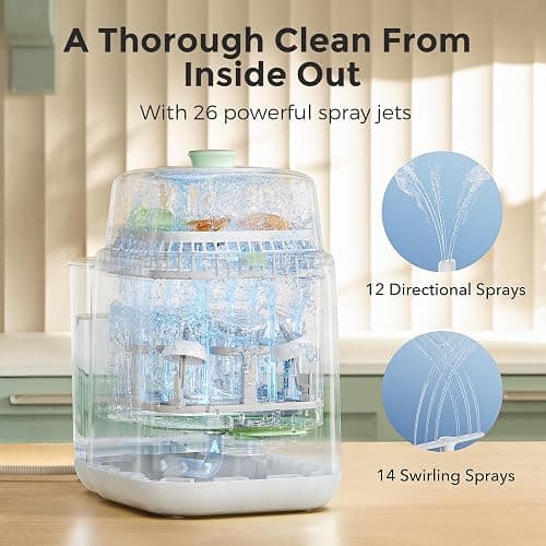 Momcozy KleanPal Pro Baby Bottle Washer, Sterilizer & Dryer - All-in-One Cleaning Machine for Bottles, Pump Parts & Baby Essentials - Time-Saving & Effortless Care thumbnail 3