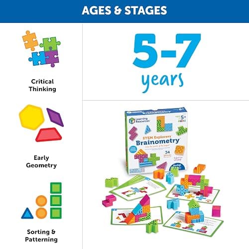Learning Resources STEM Explorers Brainometry - 3d Puzzle, Brain Games, Brainteaser, Building Logic Toys, Gifts For Boys and Girls, Fine Motor Skills , Pattern Blocks, Math Manipulatives thumbnail 4