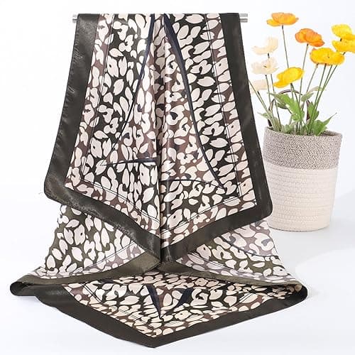 AWAYTR 35” Satin Large Square Head Scarves - 4PCS Silk Like Neck Scarf Hair Sleeping Wraps Satin Silk Scarfs for Women thumbnail 8