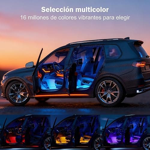 Ligrel Car Interior LED Lights - 4PCs RGB Strip Lights with Bluetooth APP Control, Music Sync/DIY Mode, USB-Powered Ambient Lighting Kit for Cars, Trucks, SUVs (Universal Fit) thumbnail 2