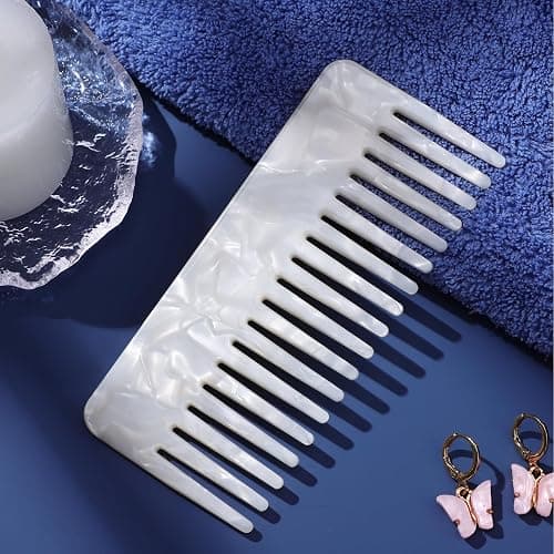 Beaupretty Tortoiseshell Wide Tooth Comb - Anti Static Plastic Barber Shop Comb for Salon & Home, White thumbnail 9