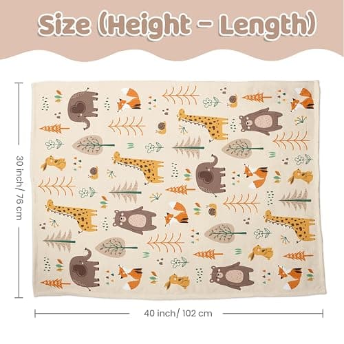 SANDJEST Woodland Animal Blanket - 30 x 40 Kids Minky Blankets for Boys Girls - Gifts for Birthday Christmas - Nursery Bedroom Decor thumbnail 3