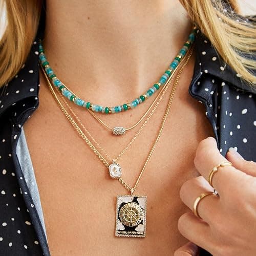 BaubleBar Initial Necklace - Dainty Gold-Plated Personalized Letter Pendant Necklace, Small Dog Tag Style Design thumbnail 8