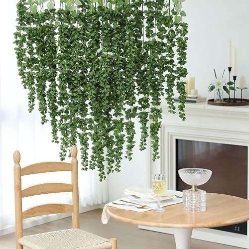 mizii 6Pcs Green Wisteria Hanging Flowers 48" Silk Wisteria Artificial Flowers Garland Vines Fake Hanging Flowers Decoration for Wedding Flower Wall Backdrop Centerpieces Party Room Decor (Green) thumbnail 5