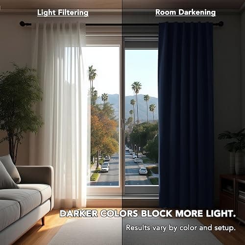 Deconovo Blackout Curtains, Thermal Insulated, W70 x L108 2 Panels, Back Tab, Machine Washable, Room-Darkening Drapes for Bedroom/Living Room Navy Blue thumbnail 4