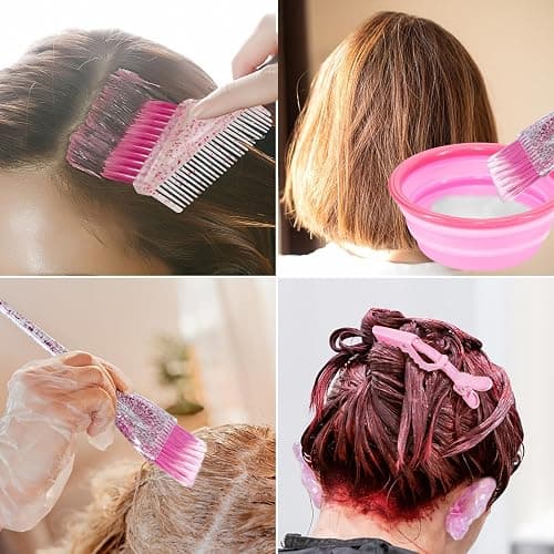 Asqraqo 11pcs Hair Coloring Kit - Professional Salon Tools for DIY Mixing, Includes Clips, Bowl, Dye Brush, Earmuffs - Perfect for Bleaching and Dye thumbnail 5