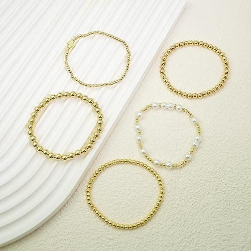 Fohufo Beaded Bracelets Gift Set for Women, 14K Gold Plated Layered Stackable Adjustable Bracelets Jewelry Gift Sets Stocking Stuffers thumbnail 8