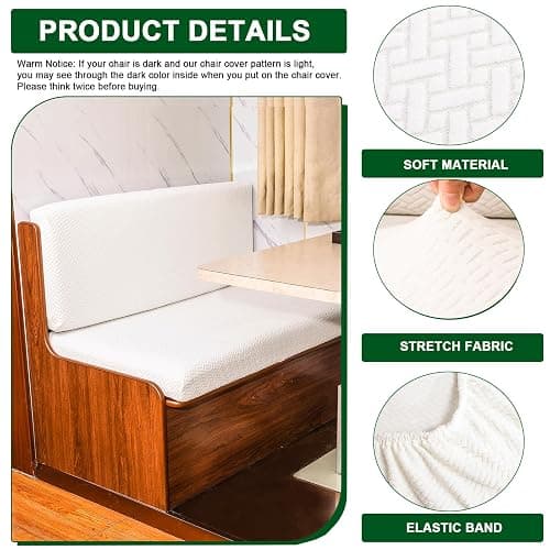 CRFATOP 4pc RV Dinette Cushion Covers Soft Camper Booth Seat Slipcover,32 | 2 Bench Cover & 2 Backrest Cover, Stretch Camper Cushion Couch Covers, Washable Slipcovers for RV Camper Car Bench thumbnail 3