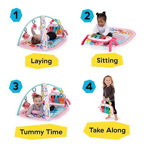 Baby Einstein Ocean Explorers 4-in-1 Kickin Tunes Jellyfish Jamboree Music & Language Discovery Gym, Pink, Ages 0 Months and Up thumbnail 5